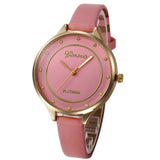 Women Casual Checkers Faux Leather Quartz Analog Wrist Watch