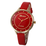 Women Casual Checkers Faux Leather Quartz Analog Wrist Watch