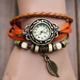 Womens Bracelet Weave Wrap Quartz Leather Leafads Wrist Watches