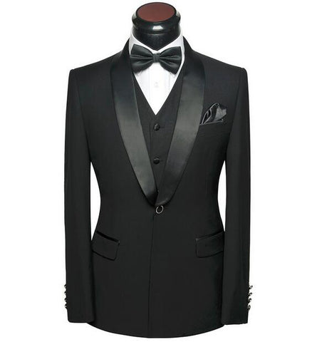 Men Wedding Dress Suits 2017 Latest Coat Pants Vest Design Wedding Suit Set Slim Fit Round Collar Prom Party Wedding Suits Navy