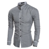 Men'S Shirt 2017 New Fashion Solid color Men'S Slim Business Casual Brand Clothing Long Sleeve Chemise Homme XXL