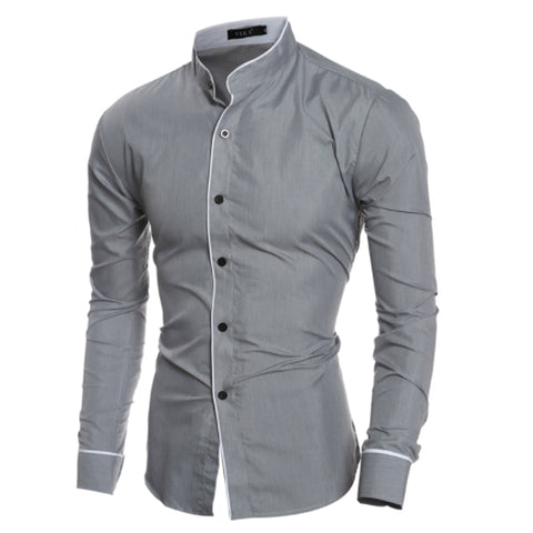 Men'S Shirt 2017 New Fashion Solid color Men'S Slim Business Casual Brand Clothing Long Sleeve Chemise Homme XXL
