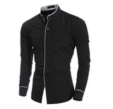 Men'S Shirt 2017 New Fashion Solid color Men'S Slim Business Casual Brand Clothing Long Sleeve Chemise Homme XXL
