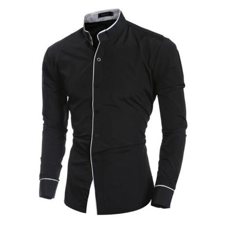 Men'S Shirt 2017 New Fashion Solid color Men'S Slim Business Casual Brand Clothing Long Sleeve Chemise Homme XXL