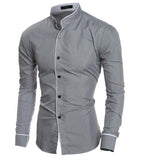 Men'S Shirt 2017 New Fashion Solid color Men'S Slim Business Casual Brand Clothing Long Sleeve Chemise Homme XXL