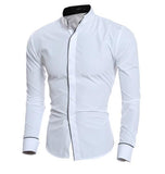 Men'S Shirt 2017 New Fashion Solid color Men'S Slim Business Casual Brand Clothing Long Sleeve Chemise Homme XXL