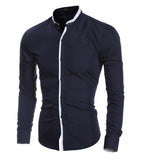 Men'S Shirt 2017 New Fashion Solid color Men'S Slim Business Casual Brand Clothing Long Sleeve Chemise Homme XXL