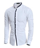 Men'S Shirt 2017 New Fashion Solid color Men'S Slim Business Casual Brand Clothing Long Sleeve Chemise Homme XXL
