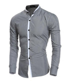 Men'S Shirt 2017 New Fashion Solid color Men'S Slim Business Casual Brand Clothing Long Sleeve Chemise Homme XXL